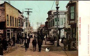 NOMO, ALASKA - CONCURRIDA CALLE DELANTERA - TIRADA POR CABALLOS - ANTIGUA POSTAL TRASERA INDIVISA - Imagen 1 de 2