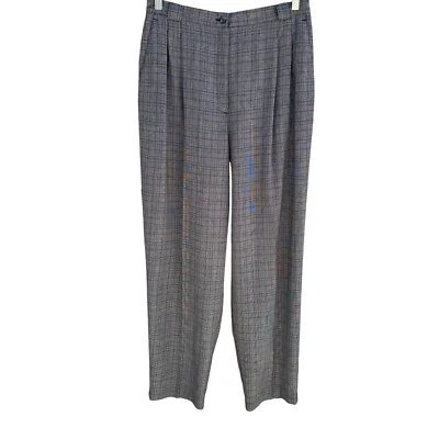 Norton McNaughton Vintage Womens Gray Plaid High-Waisted Pleat Front Trousers 14 - Image 1 of 4