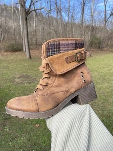 Rock & Candy SONNI Stiefel 8,5 kariert Foldover Combat Natur Landhaus Herbst Witchy - Bild 1 von 17