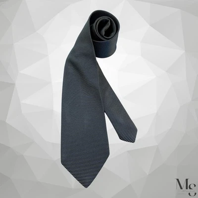 Corbata de seda BATTISTONI azul marino verde horizontal a rayas hecha a mano 60"-3,5" nueva sin etiquetas Foto 1 de 4