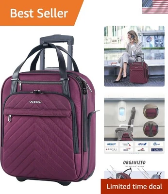 16-Inch Underseat Suitcase with TSA Lock & Water-Resistant Fabric - Burgundy - Image 1 of 4