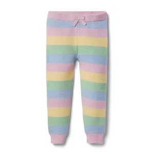 Janie and Jack Girls Lounge Pastel Striped Knit Sweater Jogger Pants Size 4 - Picture 1 of 7