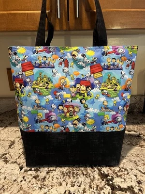 Custom Charlie Brown The Peanuts Snoopy cotton machine washable Market tote bag - Image 1 of 4