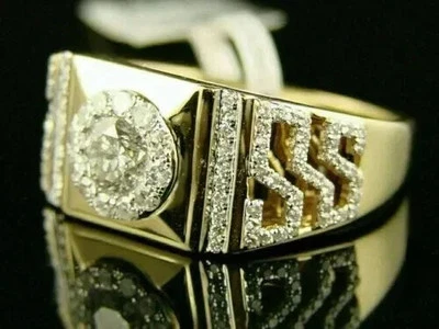 Bague alliance homme 2 ct coupe ronde créée en laboratoire diamant plaqué or ... - Photo 1/3