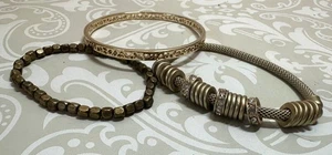 Mixed Metal Bracelets Stretch and Bangle Lot of 3 - Picture 1 of 7