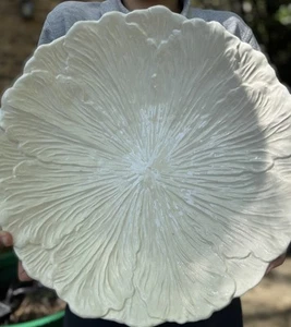 Vintage California Pottery Large Cabbage Leaf Platter Bowl Cottagecore Retro - Picture 1 of 10
