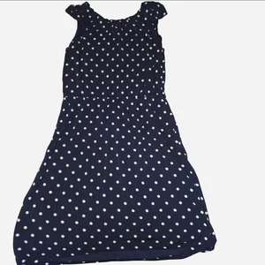 Girls' Navy & White Polka Dot Sleeveless Dress with Ruffle Detail ⚪💙 - Picture 1 of 6
