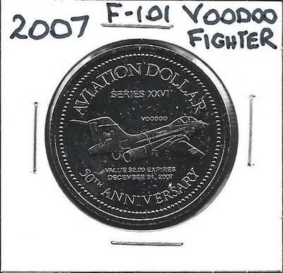 2007 F-101 VOODOO FIGHTER Aviation Two Dollar Coin - Image 1 of 2