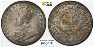 Rupia India Británica 1917-B graduación profesional MS64 - Imagen 1 de 1