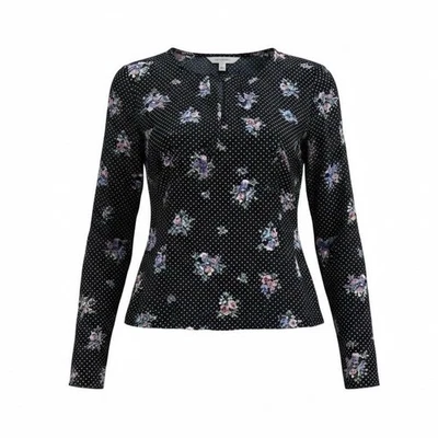 Blusa Forever 21 para mujer talla M mangas largas negra floral lunadote cottagecore Foto 1 de 3