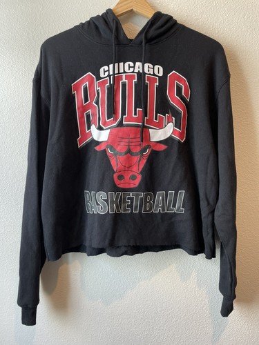 VETEMENTS Felpa con cappuccio ibrida abbigliamento Chicago Bulls Crop Top nera S nuova con etichette