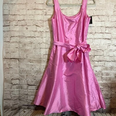 Vestido Ralph Lauren de Seda para Mujer 8 Chateau Rosa Pajarita Fluido Fiesta Midi Noche Foto 1 de 4