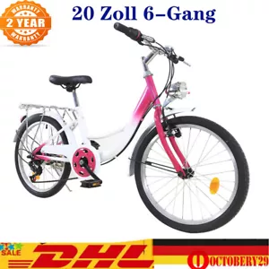 Kinderfahrrad 20 Zoll 6-Gang Kinder Mädchen Fahrrad rosa Kinderrad Citybike DHL - Bild 1 von 13