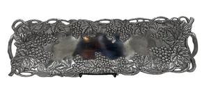 Vtg ARTHUR COURT Aluminum Grape Floral Vine Reticulated Serving Tray 1995 19"X6" - Picture 1 of 6