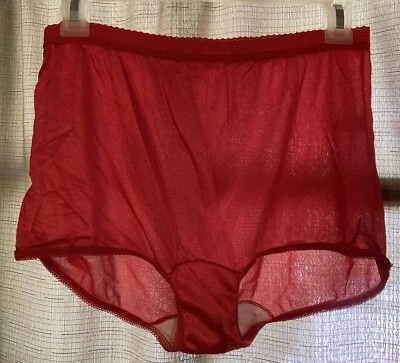Bragas calzoncillos de encaje de nailon transparente grandes de colección años 80 rojas retro EE. UU. Foto 1 de 4