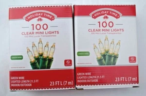 Lot 2 Holiday Time 100 String Clear Mini Lights 23ft Each Indoor Outdoor - Picture 1 of 8