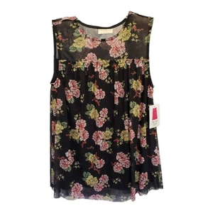 Bobbie Brooks Blouse Top Womens Tag Size 3X Plus Black Sleeveless Sheer Yoke - Picture 1 of 14