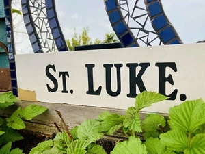 C1950s Vintage Reclaimed Ecclesiastical Church ‘St Luke’ B/W Printed Sign - Picture 1 of 3