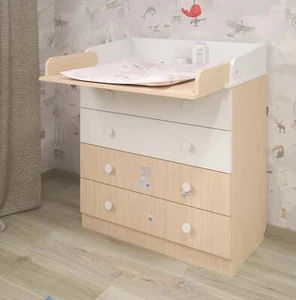Shefa Kids Changing Dresser 800 French Collection, Amis, white-pastel oak - Picture 1 of 8