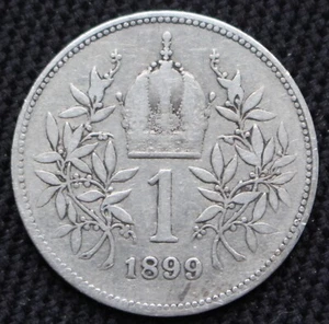 1899 AUSTRIAN EMPIRE - 1 CORONA - .835 SILVER - Franz Joseph I - Picture 1 of 5