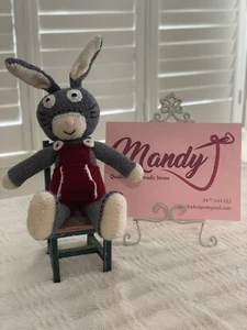 Hand Knitted Pure Wool Bunny Rabbit Toy/ Easter Gift - Picture 1 of 5