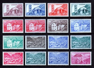 ANDORRA (FR) — SCOTT 85/100 — 1944-47 PICTORIAL ISSUE — MH — SCV $24 - Picture 1 of 2