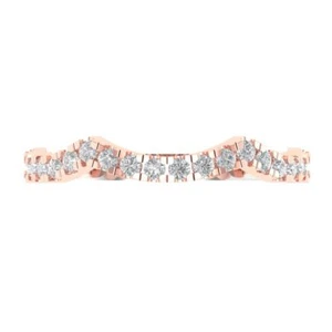 0.36 ct Zirconia Diamond Wedding Band for Women | 14K 2-Tone Gold Eternity Ring - Picture 1 of 5