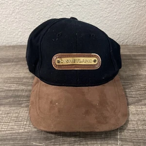 Vintage Walt Disney World Metal Patch Hat Navy Brown Suede Brim EUC Strapback - Picture 1 of 11