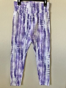 Justice Purple Tie Dye Sparkle Logo High Waist Full Length Leggings Size 12 - Picture 1 of 5