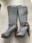 Charles And Keith Grey/Croc Skin Stiletto Knee High Boots Size 5 New