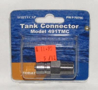 NEW WHITECAP MARINE CHROME PLATED TANK CONNECTOR MODEL 491TMC PART NO. F-7075C - Image 1 of 2