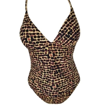 Gottex Tankini Top Bottom Tan Black Lightly Padded Beaded Back Womens Medium 1 - Image 1 of 4