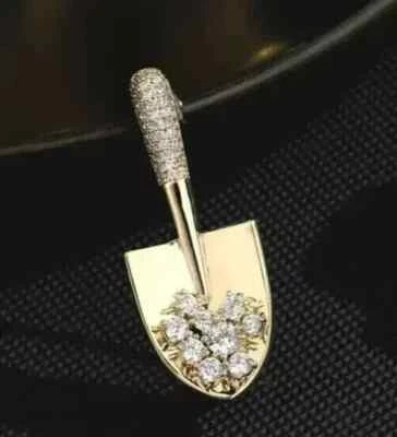 Broches de lujo redondos de diamantes simulados de 1,30 quilates para hombre enchapados en oro amarillo de 14 k Foto 1 de 4