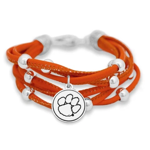 New Clemson Tigers Faux Leather Charm Bracelet, Gift for Her Mom Cover