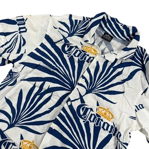 Corona Mens White & Navy Palm Tree Resort Button Up Beach Shirt Size Small - Picture 1 of 7