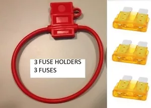 (3) 18 GAUGE ATC FUSE HOLDER With Cover + (3) 5 AMP FUSES IN-LINE 18 AWG COPPER - Picture 1 of 1