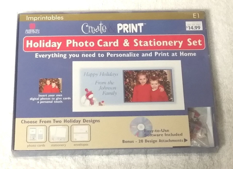 American Greetings Imprintables Create Print Holiday Photo Card Stationary Set - Image 1 of 2