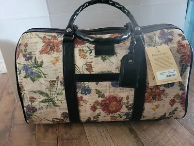 Patricia Nash Trolley Weekender Wheeled Duffel Bag Parisian Newspaper FloralsNWT - Image 1 of 4