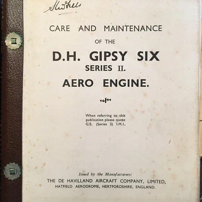 Original De Havilland Gipsy Six Series II Aero Engine Maintenance Manual. - Imagem 1 de 4