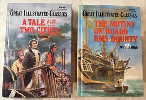2 Great Illustrated Classics - Mutiny On Bounty & Tale of Two Cities - VERY GOOD - Picture 1 of 4