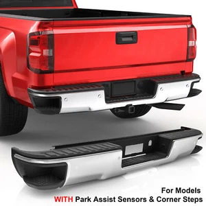 Chrome Rear Bumper For 2014-2018 Chevy Silverado GMC Sierra 1500 w/ Sensor Hole - Picture 1 of 7