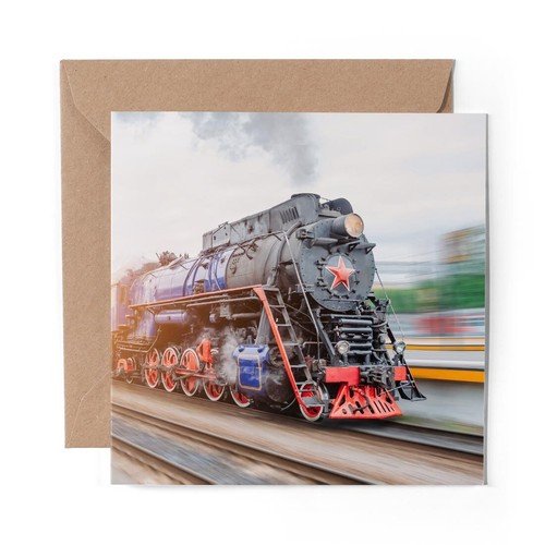 1 x Blank Greeting Card Steam Locomotive Train Railway Vintage #52147 ...