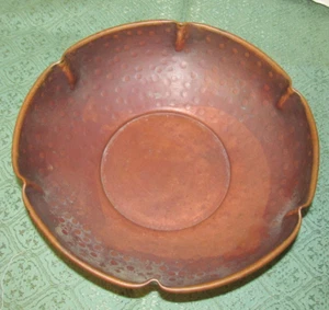 "Cuenco de metal artesanal de cobre vintage por flecha artesanías Nueva York 9"" poka-dot" - Imagen 1 de 7