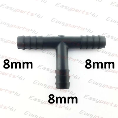 EASYPARTS4U Pièce en T 8 mm Raccord Tuyau Connecteur en plastique fer barbelé