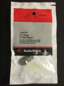 Radio Shack 278-0227 Twist-On TV Coax F COnnector For 75-ohm RG-59 coax cable - Picture 1 of 6