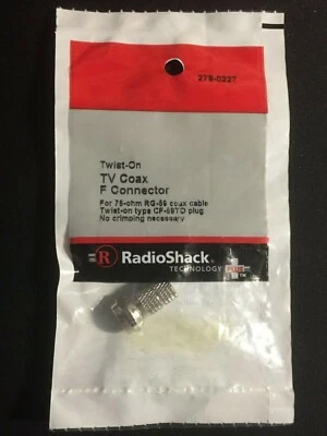 Radio Shack 278-0227 Twist-On TV Coax F COnnector For 75-ohm RG-59 coax cable - Image 1 of 4
