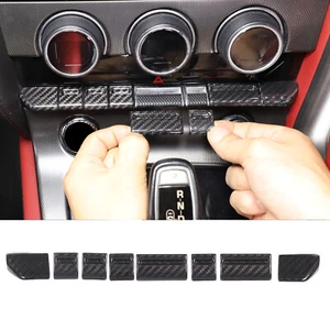 Real Carbon Fiber A/C console Button Trim Cover Set Fits Jaguar F-type 2013-2023 - Foto 1 di 16