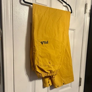 Fila PVC Nylon Pants Mens XXL Yellow Drawstring - Picture 1 of 13