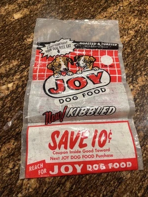 Bolsa de comida Joy Dog 1954 bolsa de plástico vacía de 5 libras de colección Oakdale, Pensilvania Foto 1 de 4