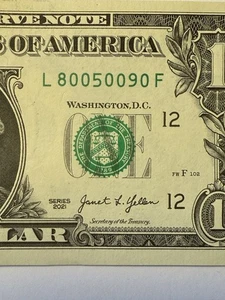 Five Of A Kind 0s One Dollar Bill $1Fancy Serial Number L80050090F $1 Bonus - Picture 1 of 10